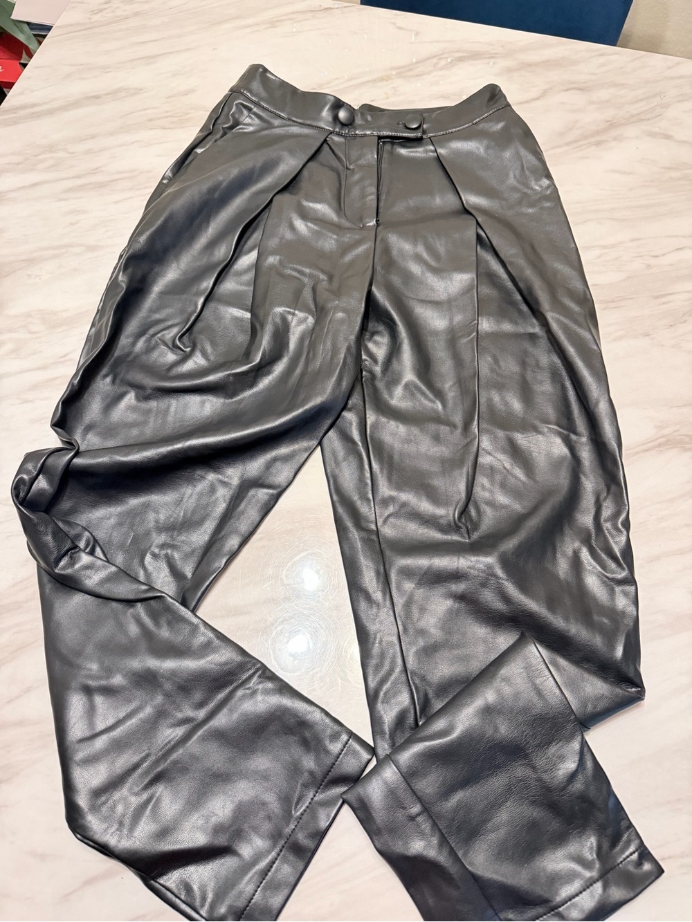 Forever 21 Charcoal Faux Leather Straight-Leg Pants
